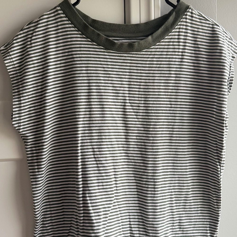 Loft women striped crop sleeve top